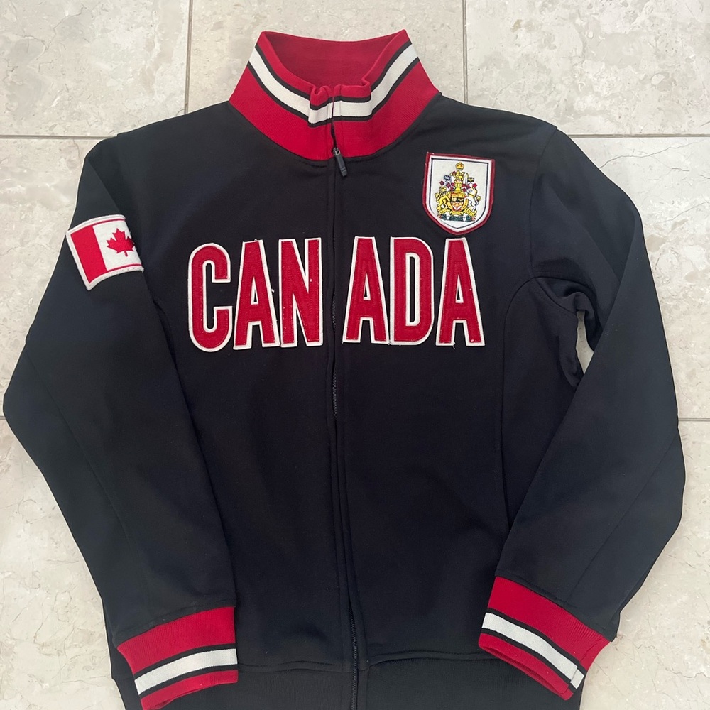 Men’s Black and Red Kalson True North Canada Zip Sweatshirt Jacket - SMALL